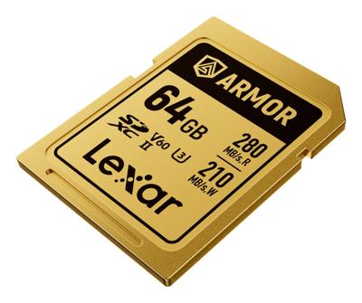 Lexar Pro Gold Armor 64GB SDXC UHS-II V60 - R280/W210 MB/s - IP68 Lexar Pro Gold Armor 64GB SDXC UHS-II V60 - R280/W210 MB/s - IP68