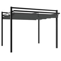 Prieel met uittrekbaar dak 3x3 m aluminium antracietkleurig - thumbnail