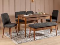 Eettafel + stoelen VIVALDI walnoot/antraciet - thumbnail