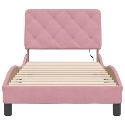 Bedframe met LED-verlichting fluweel roze 90x200 cm