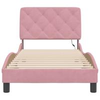Bedframe met LED-verlichting fluweel roze 90x200 cm - thumbnail