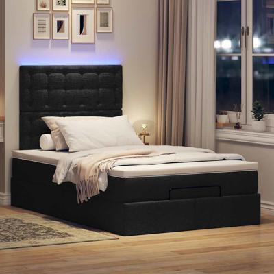 Ottoman bed met matras en LED's 120x200cm stof zwart