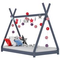Kinderbedframe massief grenenhout grijs 90x200 cm - thumbnail