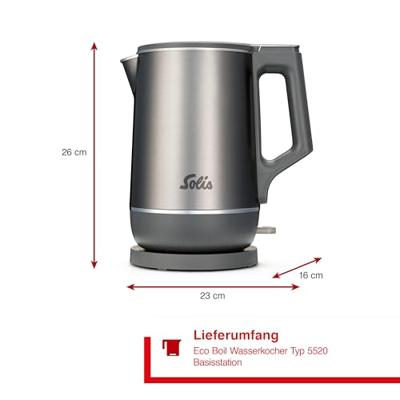 Solis Eco Boil Kettle 96245 Waterkoker Grijs Solis Eco Boil Kettle 96245 Waterkoker Grijs