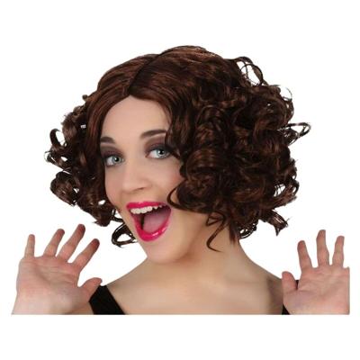 Pruik Bruin Krullen