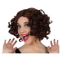 Pruik Bruin Krullen - thumbnail