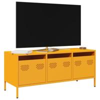 Tv-meubel 101,5x39x43,5 cm koudgewalst staal mosterdgeel - thumbnail
