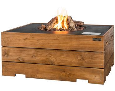 Cocoon vuurtafel teakhout rechthoek antraciet