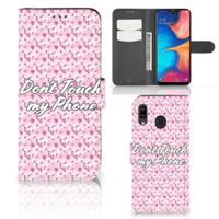 Samsung Galaxy A30 Portemonnee Hoesje Flowers Pink DTMP - thumbnail