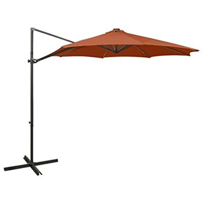 VidaXL Zweefparasol met paal en led-verlichting 300 cm terracottakleur