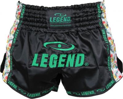 Legend Sports Kickboksshort Flower Dames Satijn Zwart/groen Mt Xs