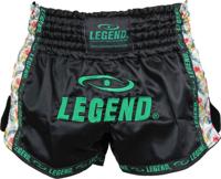 Legend Sports Kickboksshort Flower Dames Satijn Zwart/groen Mt Xs - thumbnail