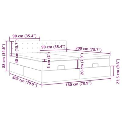 Ottoman bed met matrassen en LED's 180x200cm stof lichtgrijs