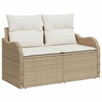 Tuinbankenset met opslag 9 pcs Beige en Crème poly rattan - thumbnail