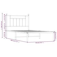Bedframe met hoofdbord metaal zwart 90x190 cm - thumbnail