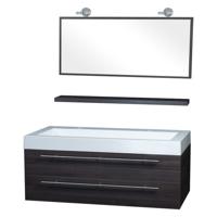 Differnz Force badkamermeubel 125cm 2 kraangaten grijs eiken met spiegel, planchet en verlichting - thumbnail
