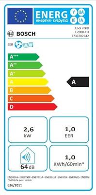 Bosch Cool 2000 Monoblock airco Energielabel: A (A+++ - D) 2.6 kW 88 m³ Wit