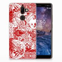 Silicone Back Case Nokia 7 Plus Angel Skull Rood - thumbnail
