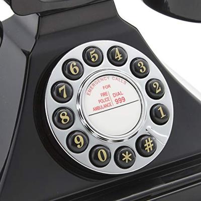 GPO Carrington Classic Retro Push-Button Phone - Pull-Out Tray, Traditional Bell Ring Tone - Black