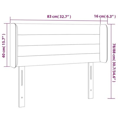 Hoofdbord met randen 83x16x78/88 cm fluweel lichtgrijs