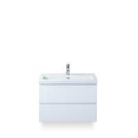 Vogue Badmeubelset 80 cm - Greeplijst in kleur - Wit Hoogglans - Keramische Wastafel Wit 1 kraangat - thumbnail