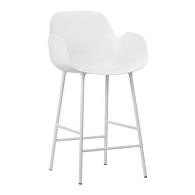 Normann Copenhagen Form barkruk H75 met armleuning White vierpoot staal