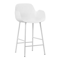 Normann Copenhagen Form barkruk H75 met armleuning White vierpoot staal - thumbnail