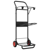 vidaXL Zadelkar inklapbaar staal zwart, zadelkar paard, zadelwagen, zadel trolley, zadeltrolley, zadel kar, zadel wagen, zadelkar western - thumbnail