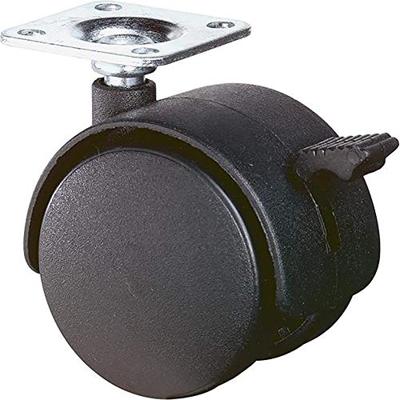 BS Rollen Dubbel zwenkwiel met rem | wiel-d. 40 mm draagvermogen 30 kg | met schroefplaat | polyamide zwart RAL 9005 | 1 stuk - F85.040.PL F85.040.PL
