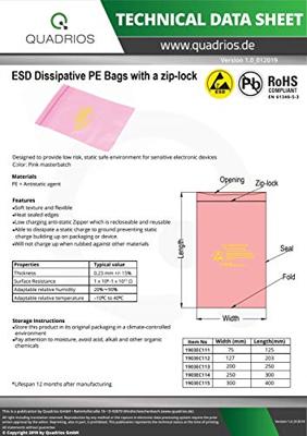 Quadrios ESD-zakje (l x b) 300 mm x 400 mm Afvoerend ESD-codeletter D 10 stuk(s)