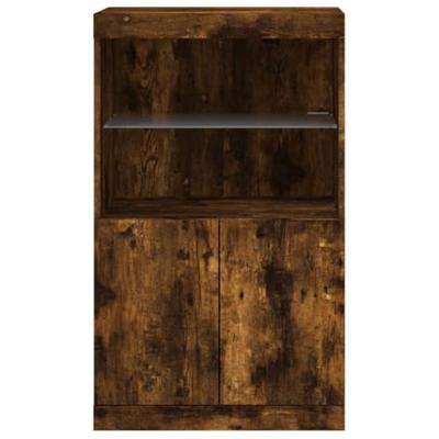 Dressoir met LED-verlichting 60,5x37x100 cm gerookt eikenkleur