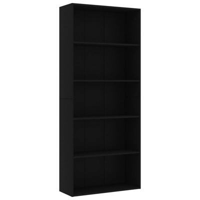 Boekenkast met 5 schappen 80x30x189 cm bewerkt hout zwart