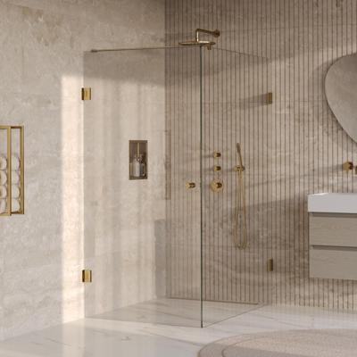BRAUER Void Carving douchecabine met draaideur helder glas 100x140x200 incl. glascoating PVD goud geborsteld
