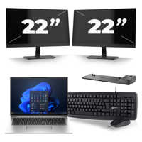 HP EliteBook 840 G9 - Intel Core i5-12e Generatie - 14 inch - 8GB RAM - 256GB SSD - Windows 11 + 2x 22 inch Monitor - thumbnail