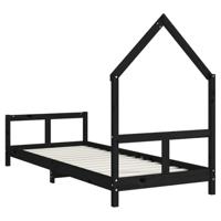 Kinderbedframe 80x200 cm massief grenenhout zwart - thumbnail