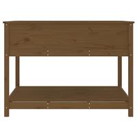 Plantenbak met schap 111,5x111,5x81 cm grenenhout honingbruin - thumbnail