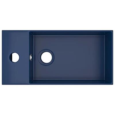 Wastafel met overloop keramiek donkerblauw Wastafel met overloop keramiek donkerblauw