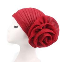 2st Bright draad plaat Fower tulband Cap chemotherapie Cap (rood) - thumbnail