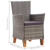 Tuinstoelen 2 st met kussens poly rattan grijs - thumbnail