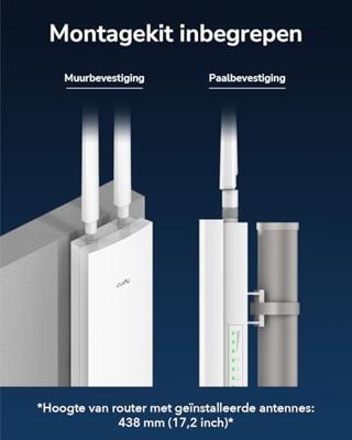 Cudy AC1200 Outdoor WiFi Access Point, IP65 Waterdicht Dual-Band Draadloos AP, Groot Bereik, PoE Voeding, Wand/Paalmontage, Straalvorming, MU-MIMO, AP1200 Buiten