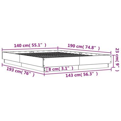 Bedframe LED massief hout wit 140x190 cm - thumbnail