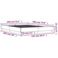 Bedframe LED massief hout wit 140x190 cm - thumbnail
