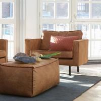 WOOOD Fauteuil 'Rodeo', kleur cognac - thumbnail
