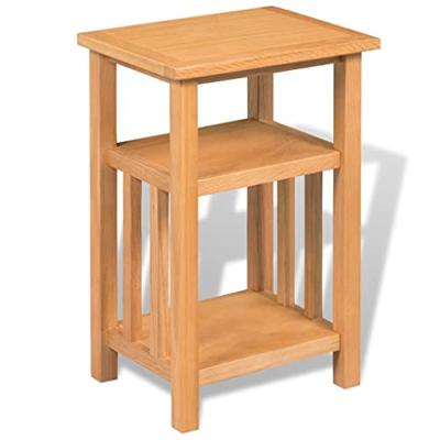 VidaXL Bijzettafel met tijdschrifthouder 27x35x55 cm massief eikenhout