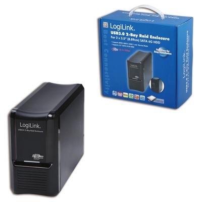 Aluminium USB 3.0 harde schijf behuizing met RAID-functie van LogiLink voor het aansluiten van maximaal twee harde schijven