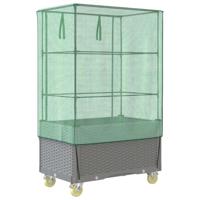 Plantenbak verhoogd met hoes en wielen 80x50x182 cm rattanlook - thumbnail