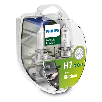 2-pack Philips LongLife EcoVision H7 - 12V - 55W - Halogeenlampen