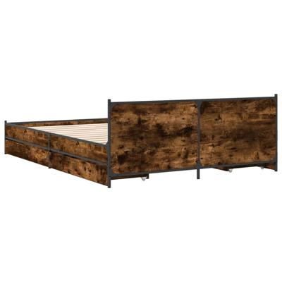 Bedframe met lades bewerkt hout gerookt eikenkleurig 135x190 cm