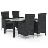 5-delige Tuinset met kussens poly rattan zwart - thumbnail