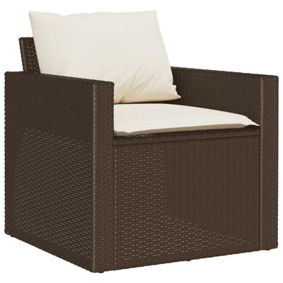 6-delige Loungeset met kussens poly rattan bruin - thumbnail